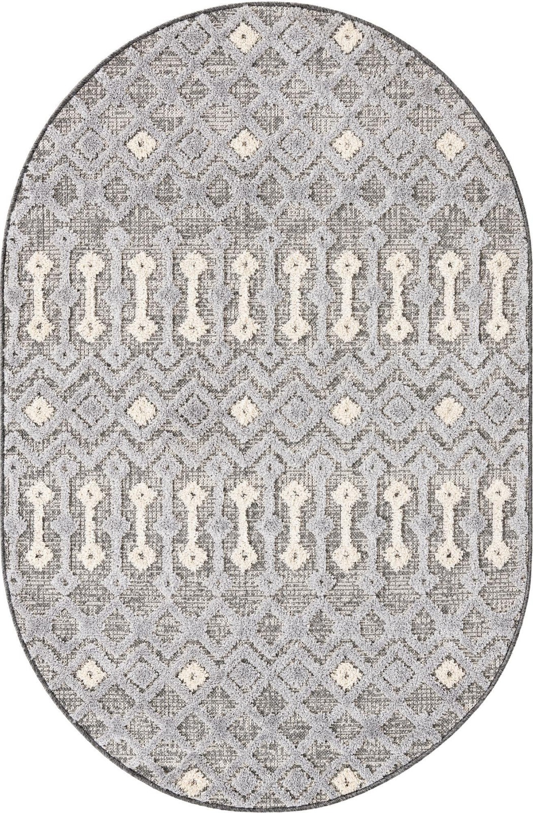4' x 6' Rothwell · Geometric lattice rug, gray and beige