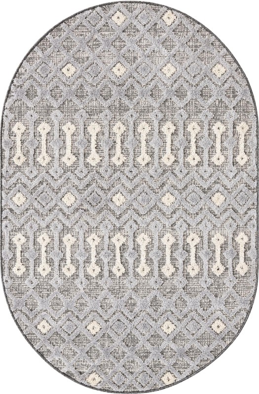 4' x 6' Rothwell · Geometric lattice rug, gray and beige