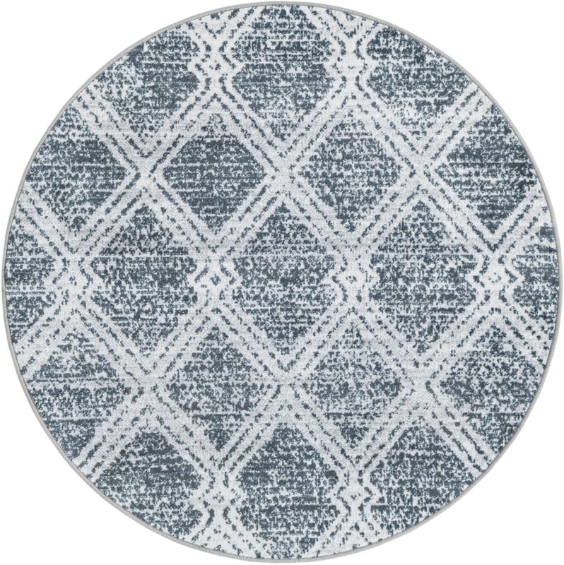 3' 3 x 3' 3 Northbrook · Diamond lattice Washable Rug, blue and ivory