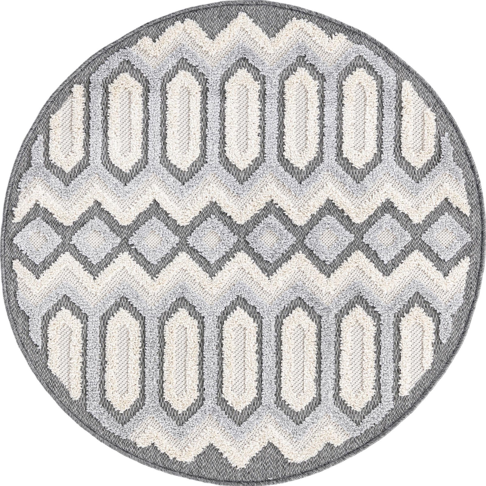 3' 3 x 3' 3 Roddy · Geometric rug, charcoal gray and beige