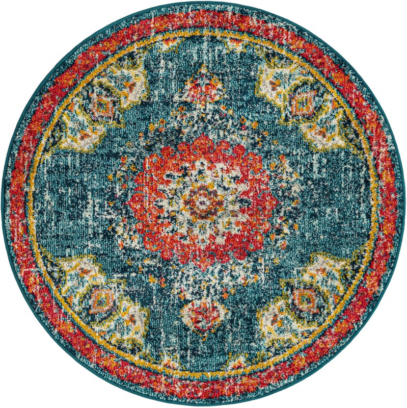 Amberley · Medallion rug, navy and red