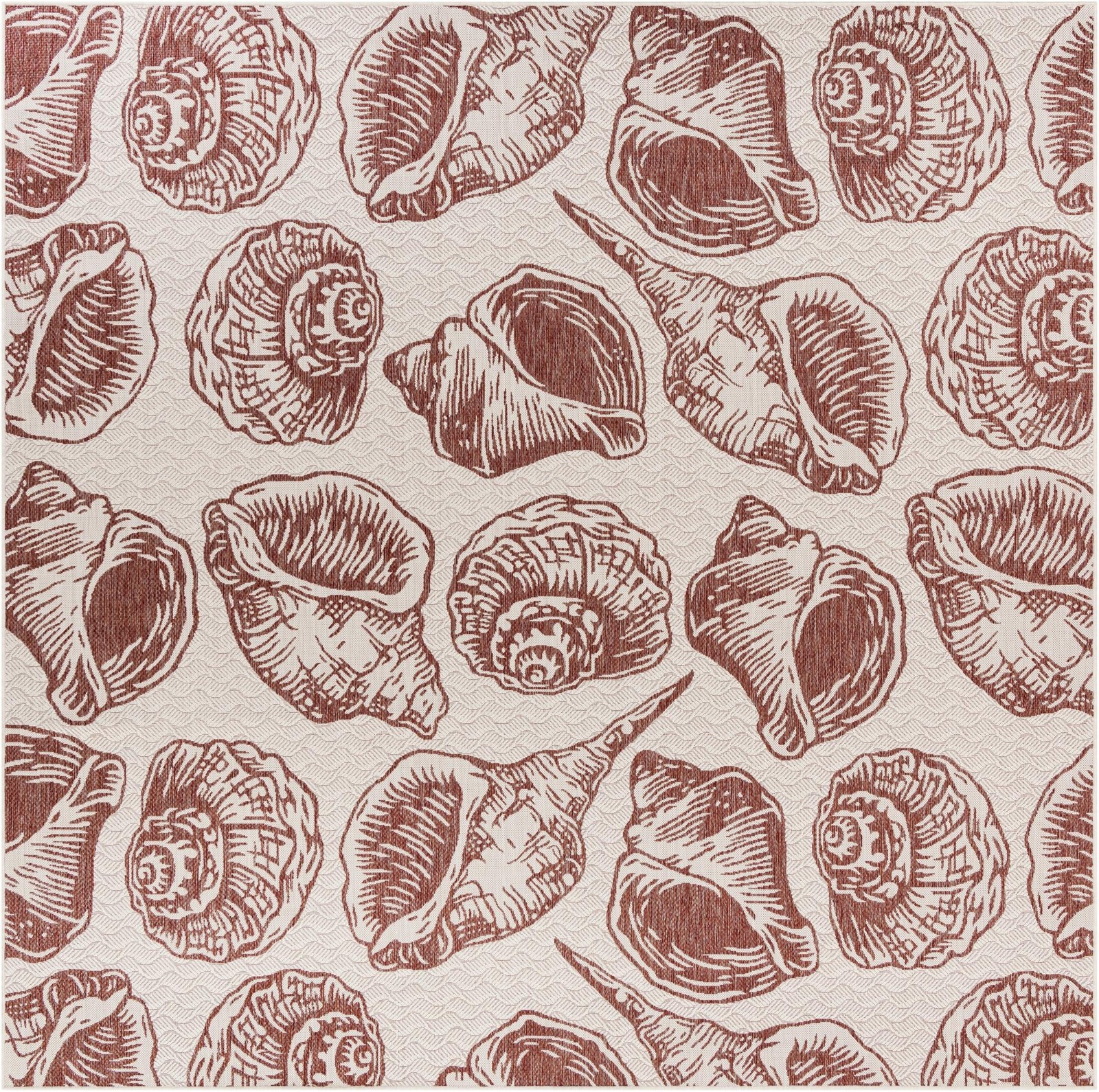 10' x 10' Arcata · Pictoral Outdoor Rug, ivory and rust red