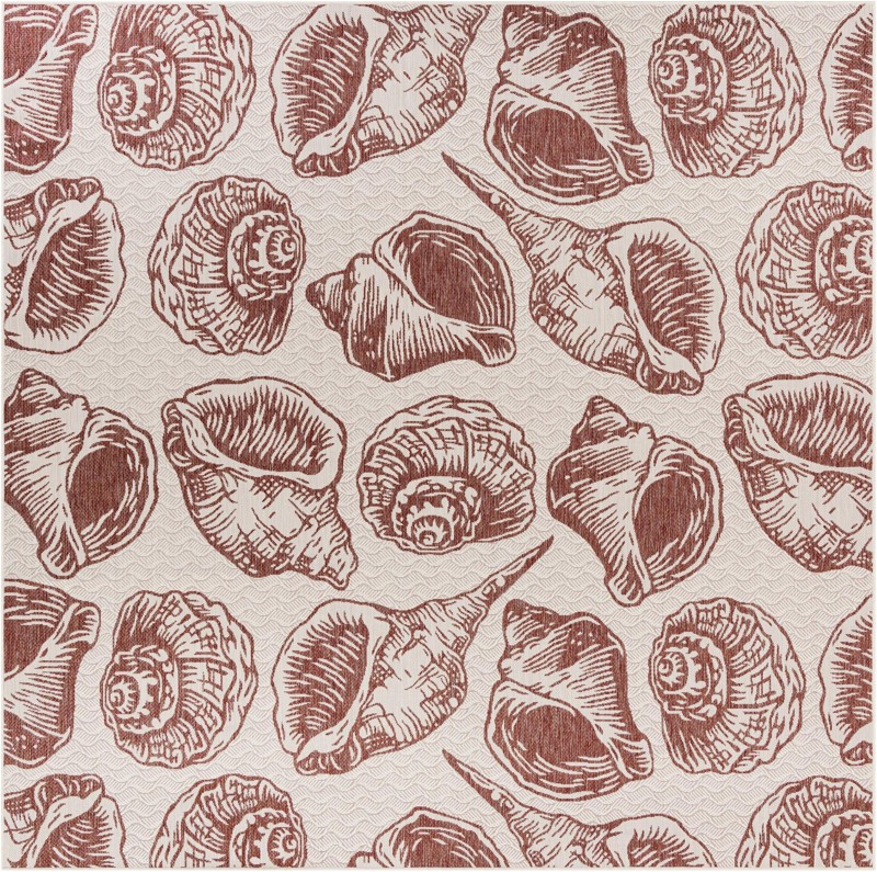 10' x 10' Arcata · Pictoral Outdoor Rug, ivory and rust red