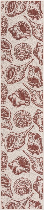 2' 7 x 12' Arcata · Pictoral Outdoor Rug, ivory and rust red
