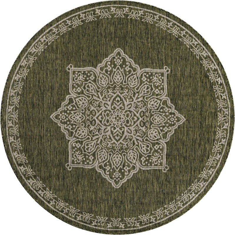 5' 3 x 5' 3 Rhys · Medallion Outdoor Rug, green