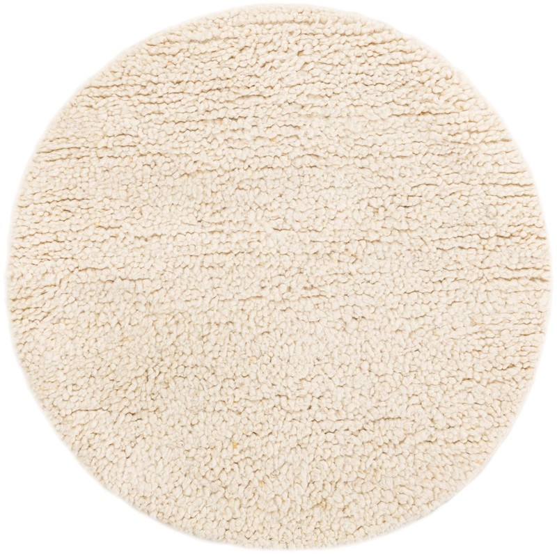 4' 1 x 4' 1 Powell · Solid Wool Shag Rug, ivory