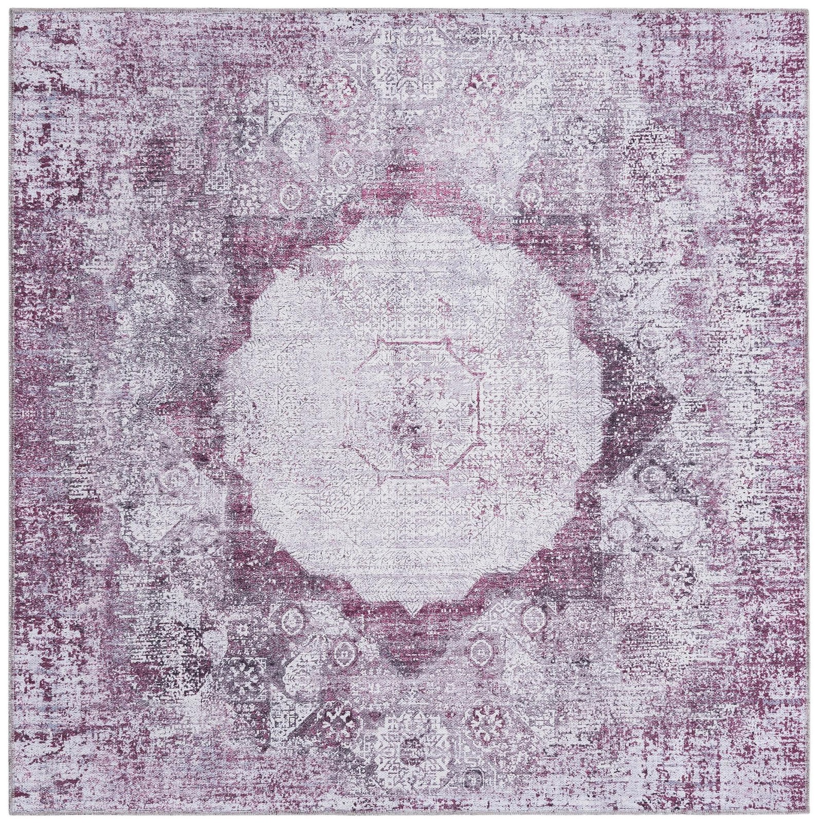5' 3 x 5' 3 Fallowfield · Distressed medallion Washable Rug, pink and ivory