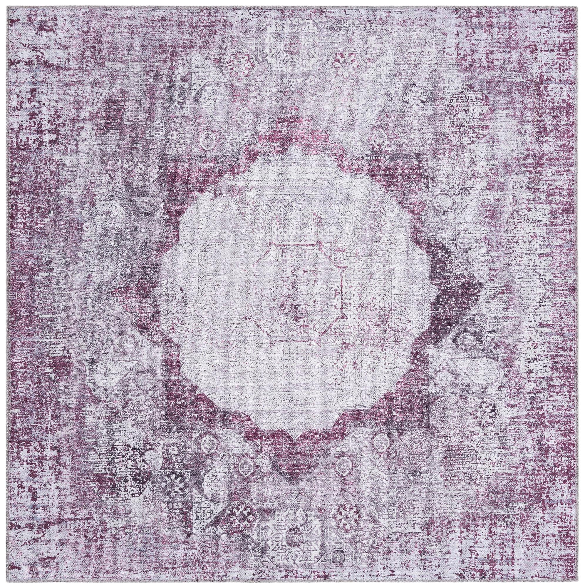 5' 3 x 5' 3 Fallowfield · Distressed medallion Washable Rug, pink and ivory