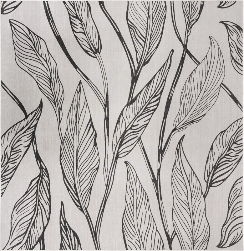 Milton · Floral / botanical Outdoor Rug, charcoal ivory