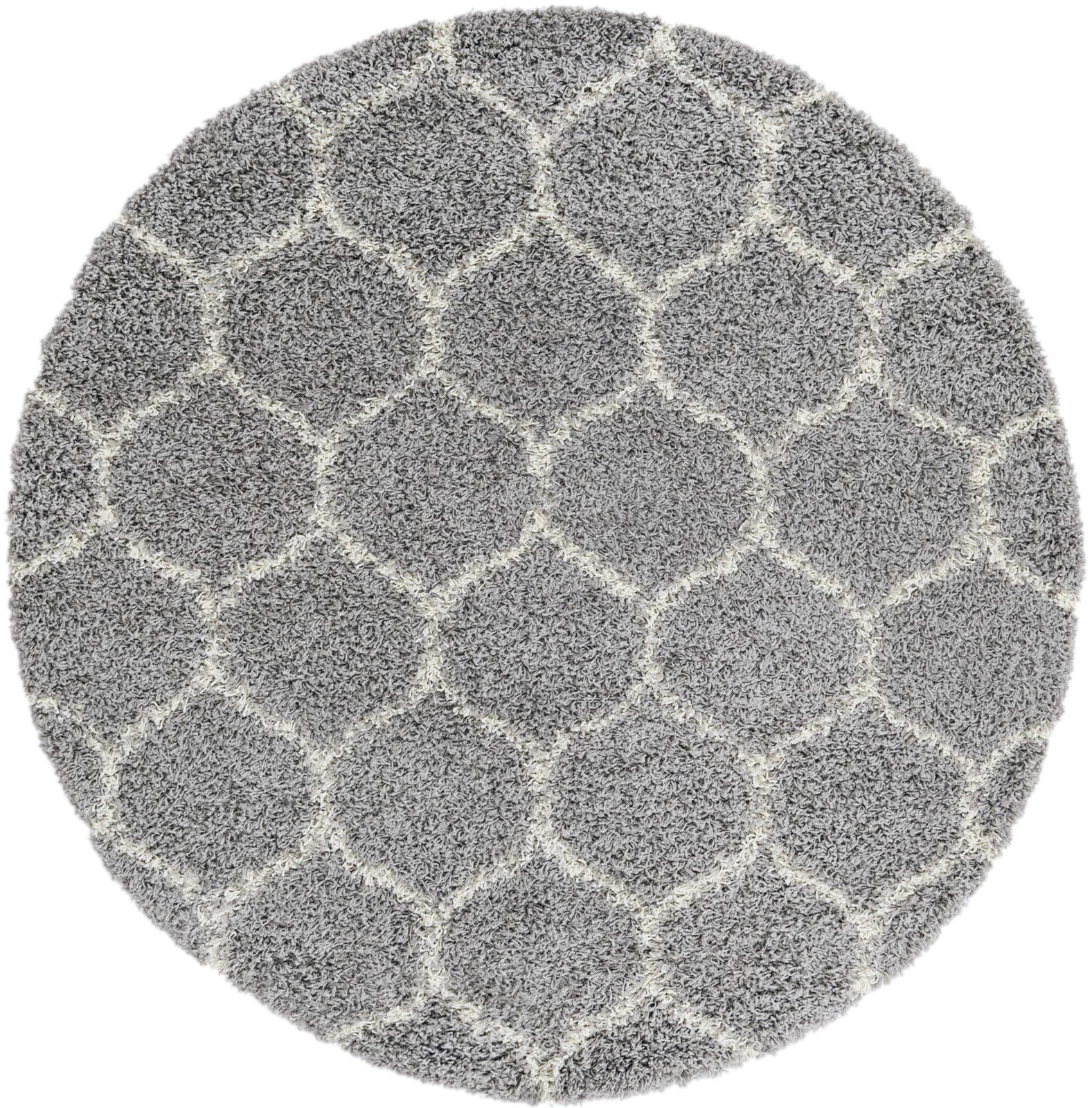 5' 3 x 5' 3 Barnett · Lattice Shag Rug, gray and ivory