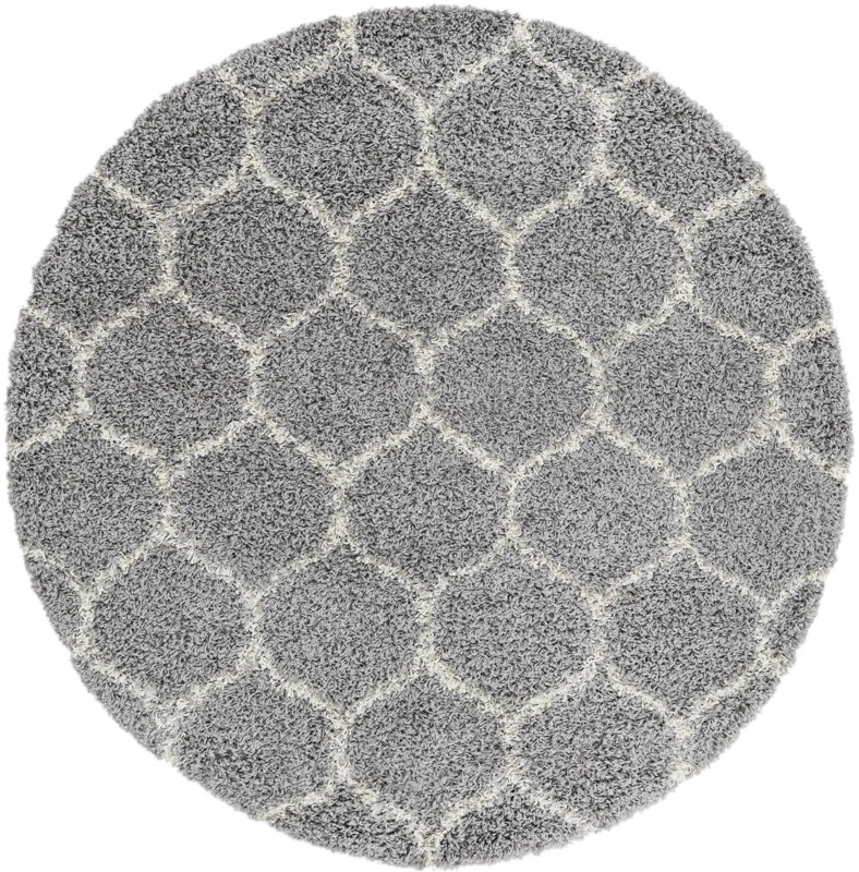 5' 3 x 5' 3 Barnett · Lattice Shag Rug, gray and ivory