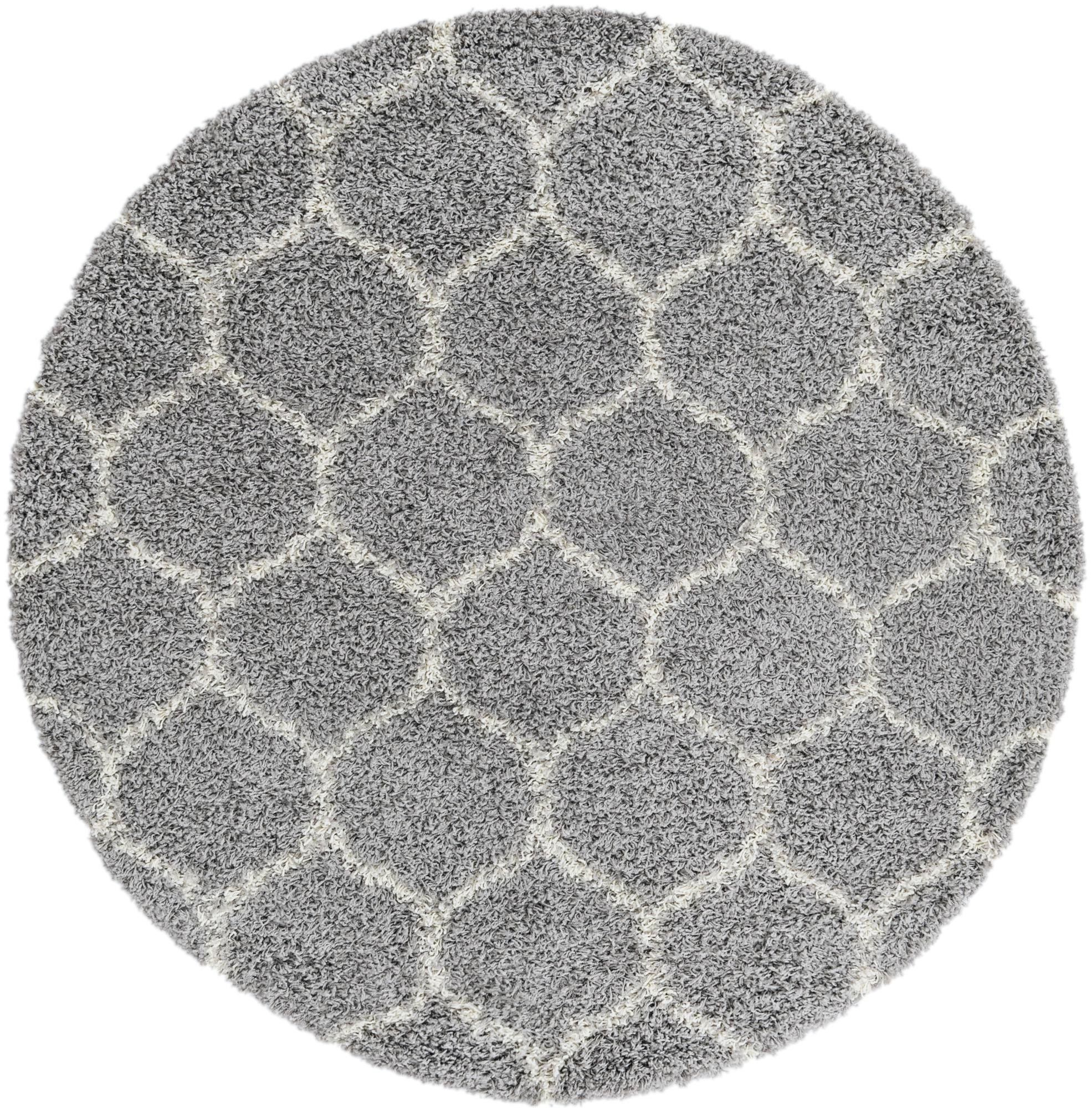 5' 3 x 5' 3 Barnett · Lattice Shag Rug, gray and ivory