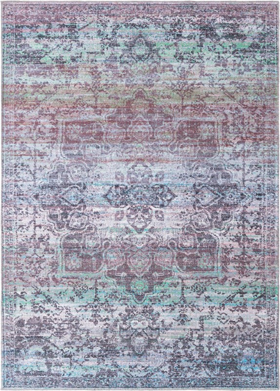 7' 3 x 10' Rideout · Distressed medallion Washable Rug, blue and purple