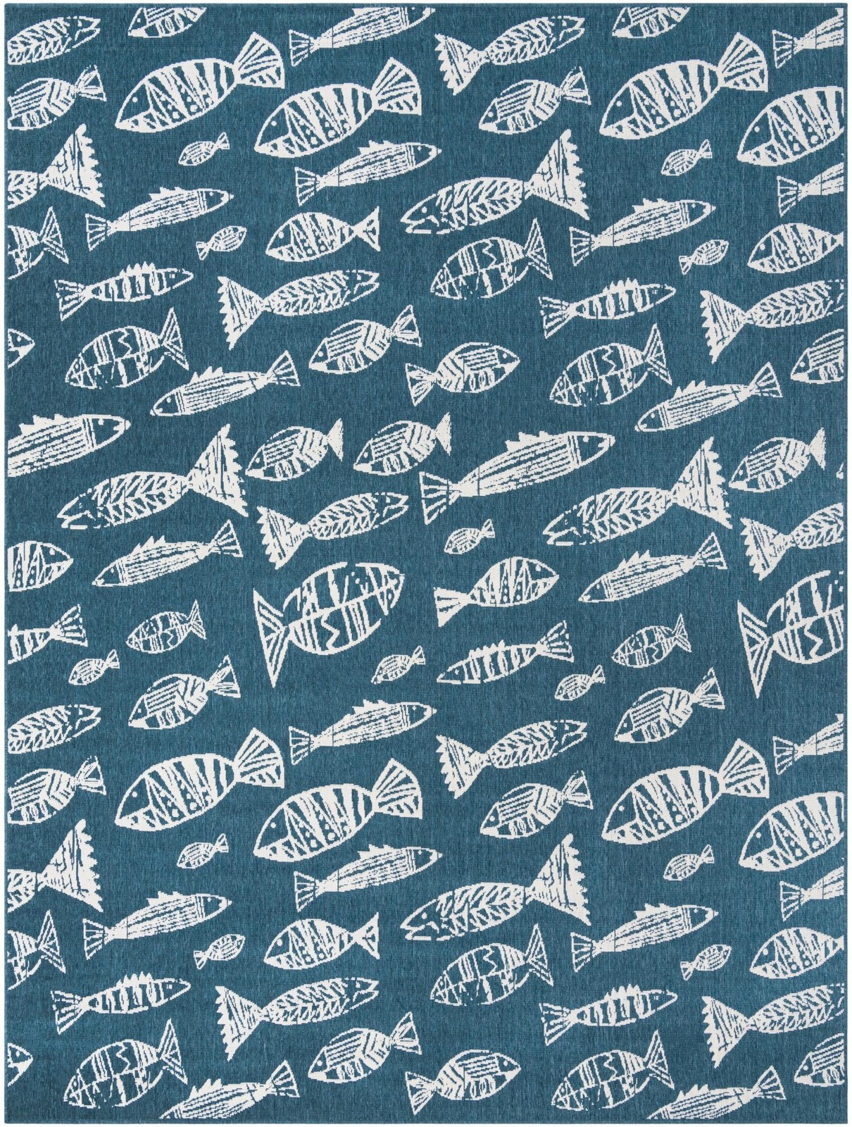 9' x 12' Thaddeus · Pictoral Outdoor Rug, blue