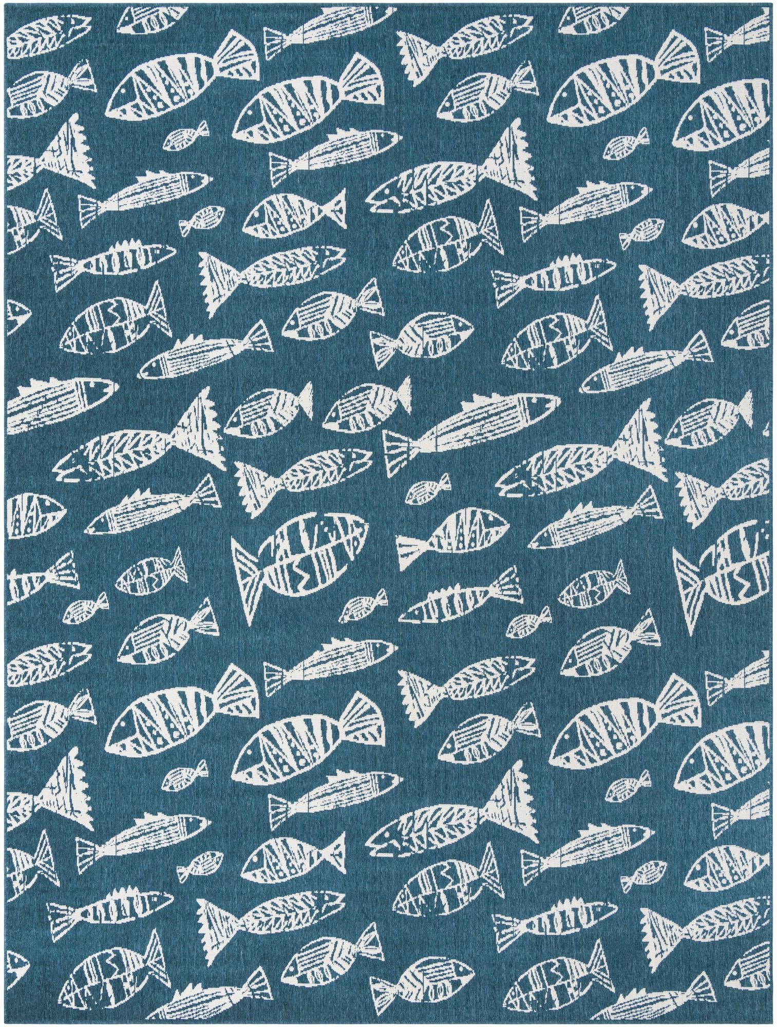 9' x 12' Thaddeus · Pictoral Outdoor Rug, blue