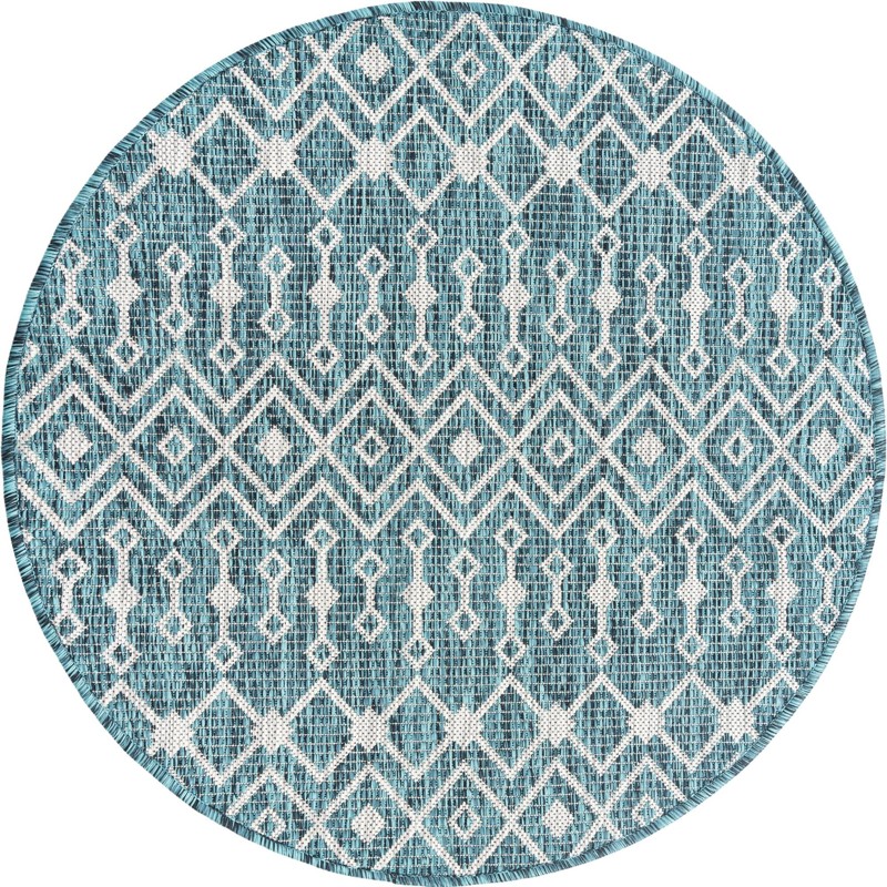 3' x 3' Kearney · Diamond Outdoor Rug, teal