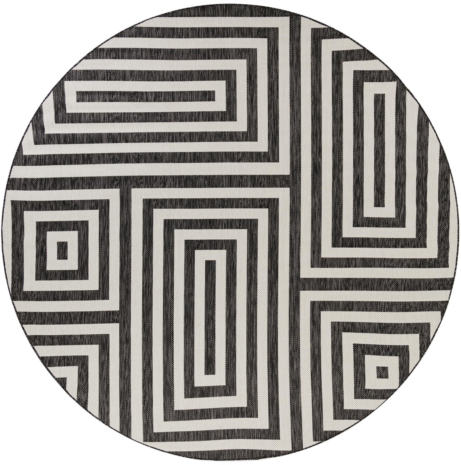 10' x 10' Cumberland · Geometric maze Outdoor Rug, black and white
