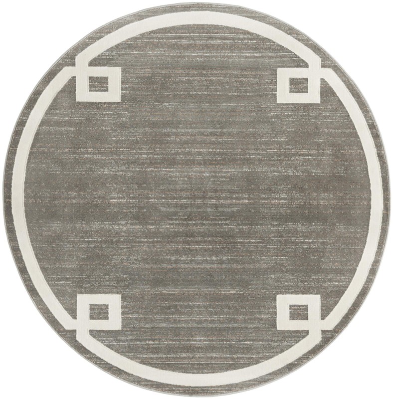 5' 3 x 5' 3 Coldwater · Border rug, gray and ivory