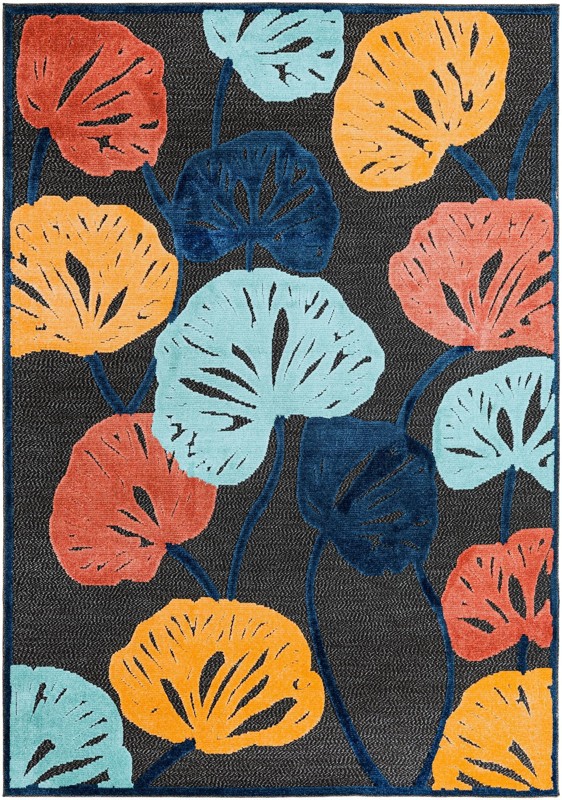 Slade · Floral / botanical Outdoor Rug, charcoal