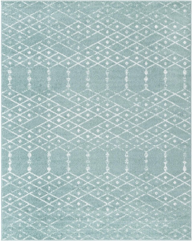 7' 10 x 10' Newcomb · Diamond rug, aqua