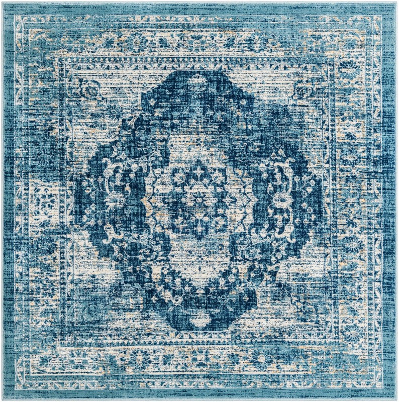 6' x 6' Fanshawe · Medallion rug, navy and beige