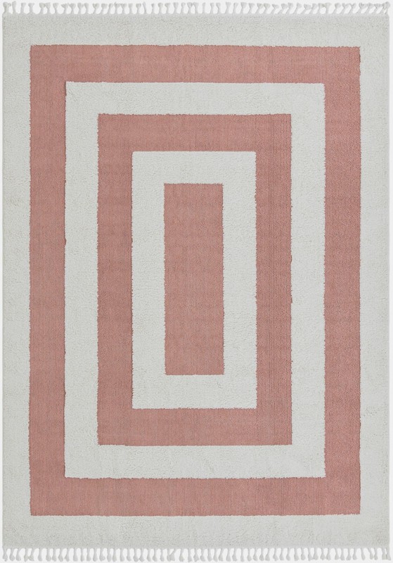 9' x 12' Rickard · Border rug, pink