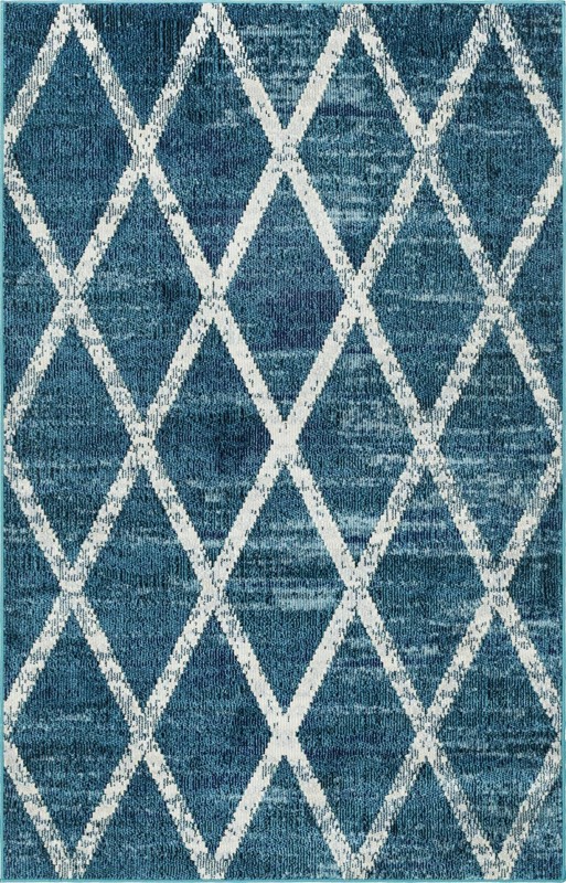 4' x 6' Bromley · Diamond lattice rug, navy and ivory