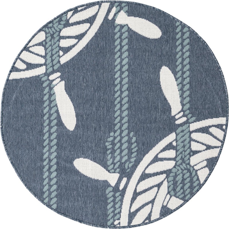 Sydney · Nautical Outdoor Rug, navy and ivory