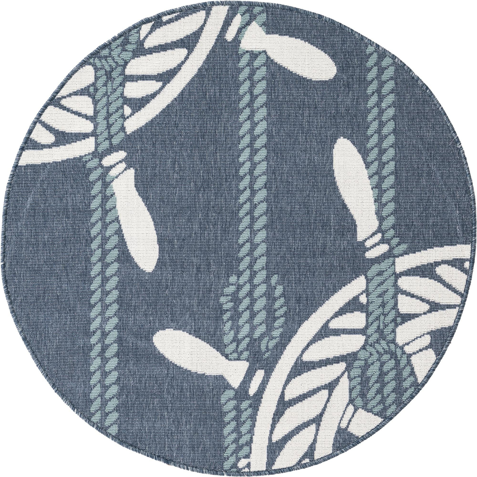 4' x 4' Sydney · Nautical Outdoor Rug, navy and ivory