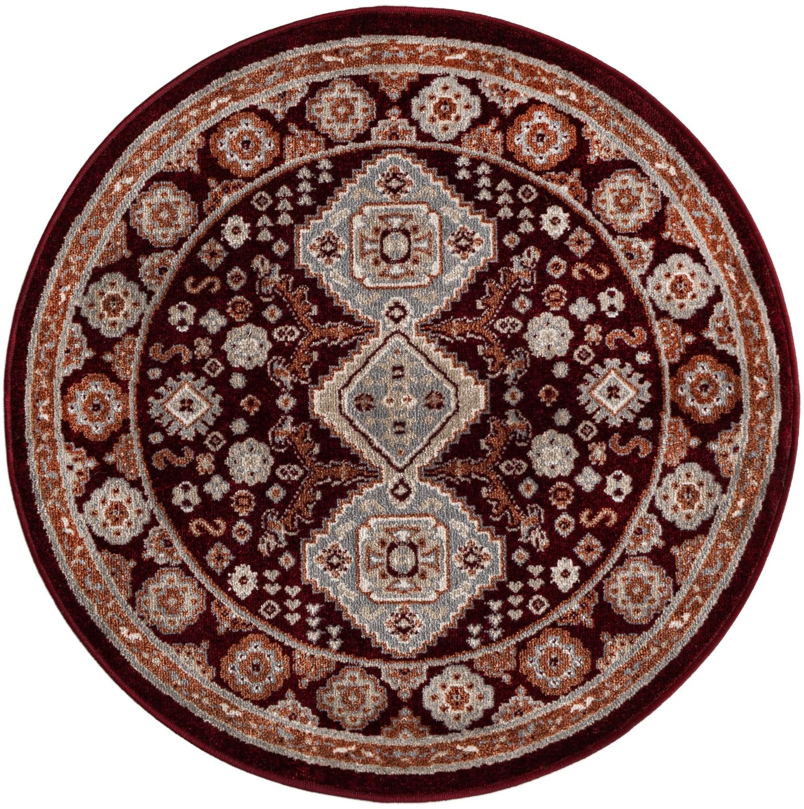 3' 3 x 3' 3 Middlebury · Border Washable Rug, burgundy red