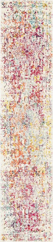 2' 7 x 12' Birch · Distressed medallion rug, ivory and multi