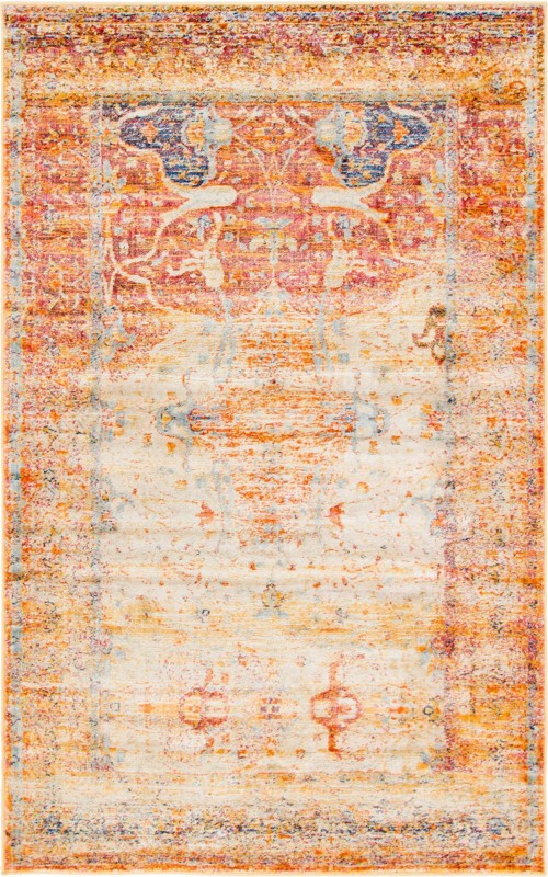 Holden · Distressed traditional rug, orange and blue