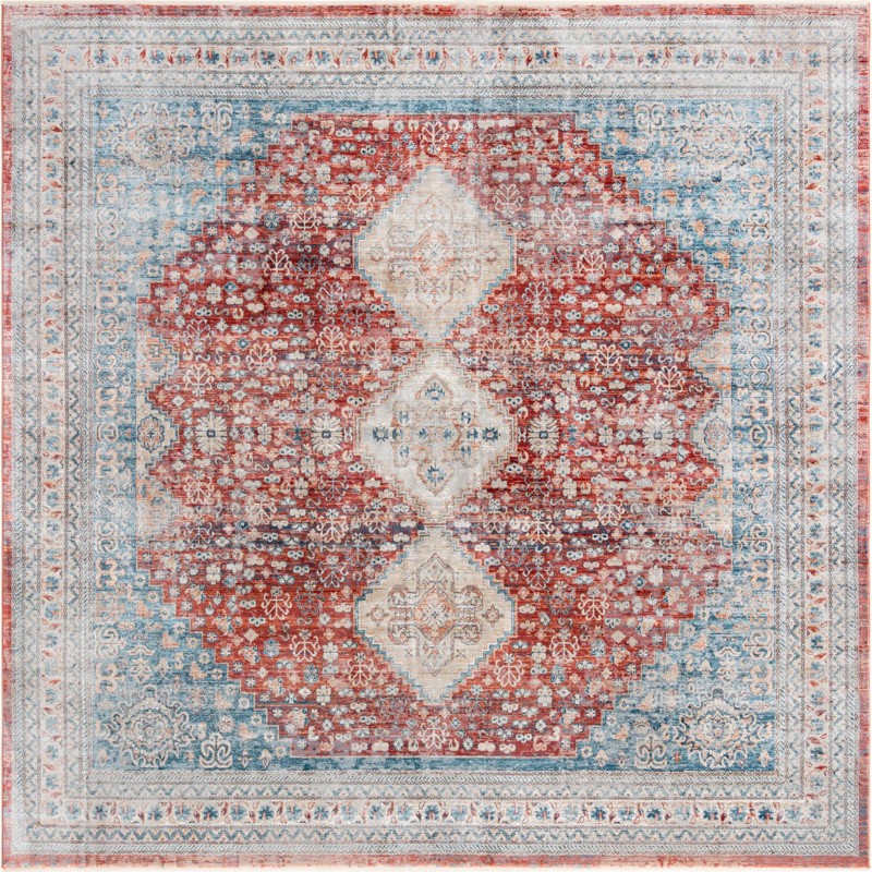 10' 2 x 10' 2 Greenbriar · Border rug, red