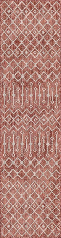 2' x 8' Kearney · Diamond Outdoor Rug, rustred