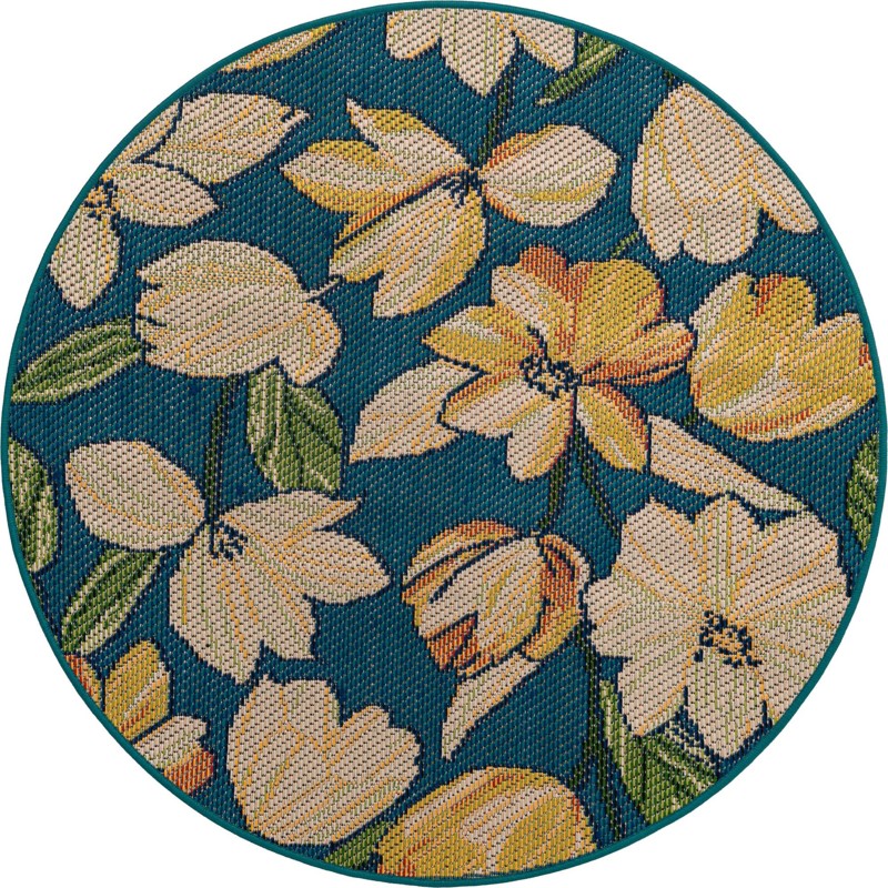 Lyndon · Floral / botanical Outdoor Rug, blue