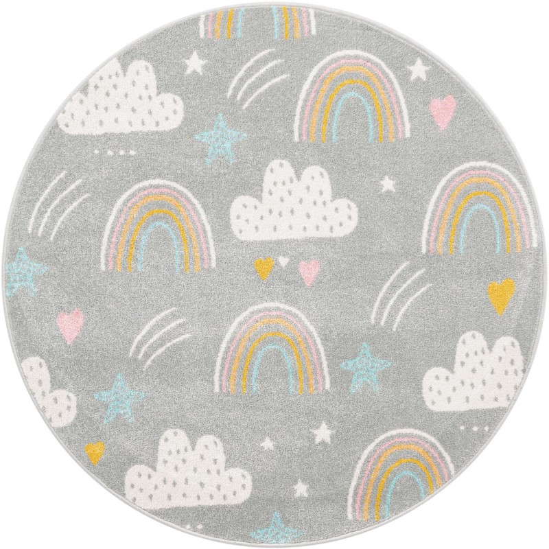 5' 3 x 5' 3 Canton · Pictoral rug, gray