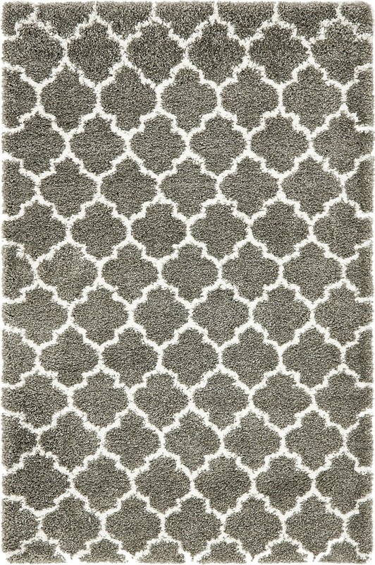 5' x 8' Jameson · Lattice shag rug, gray and ivory