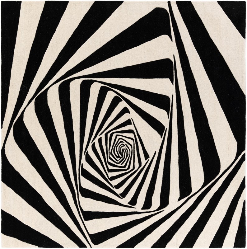 Natchez · Abstract Wool Rug, black and white