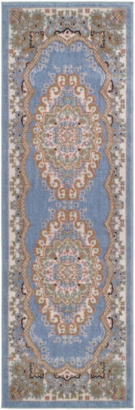 Candlelight · Border Washable Rug, light blue