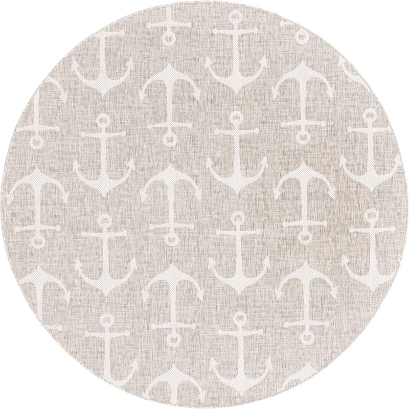 7' 10 x 7' 10 Millbrook · Anchor Outdoor Rug, gray and ivory