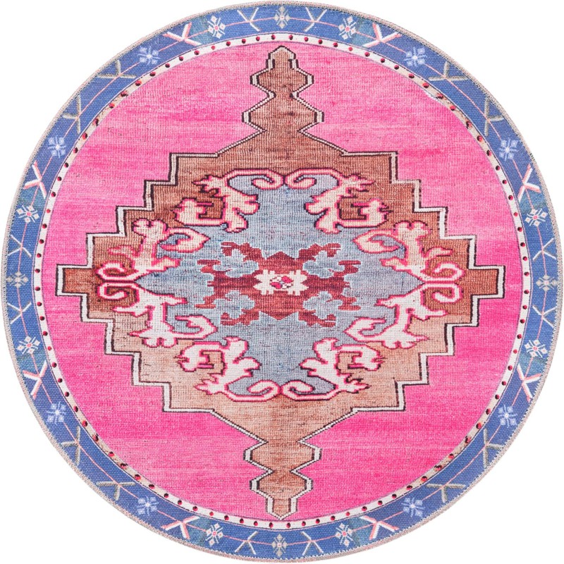 3' 6 x 3' 6 Sanderson · Border Washable Rug, fushia
