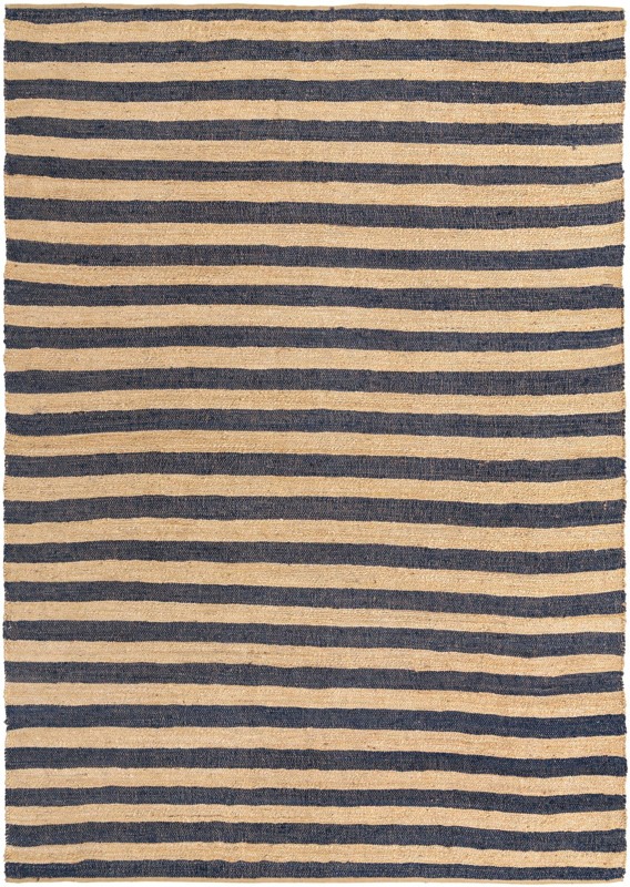 10' x 14' 1 Askew · Striped Braided Jute Rug, navy and natural
