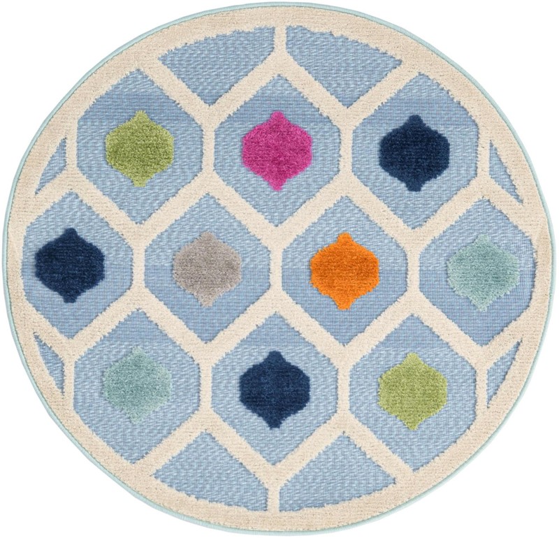 3' 3 x 3' 3 Raleigh · Geometric Outdoor Rug, blue