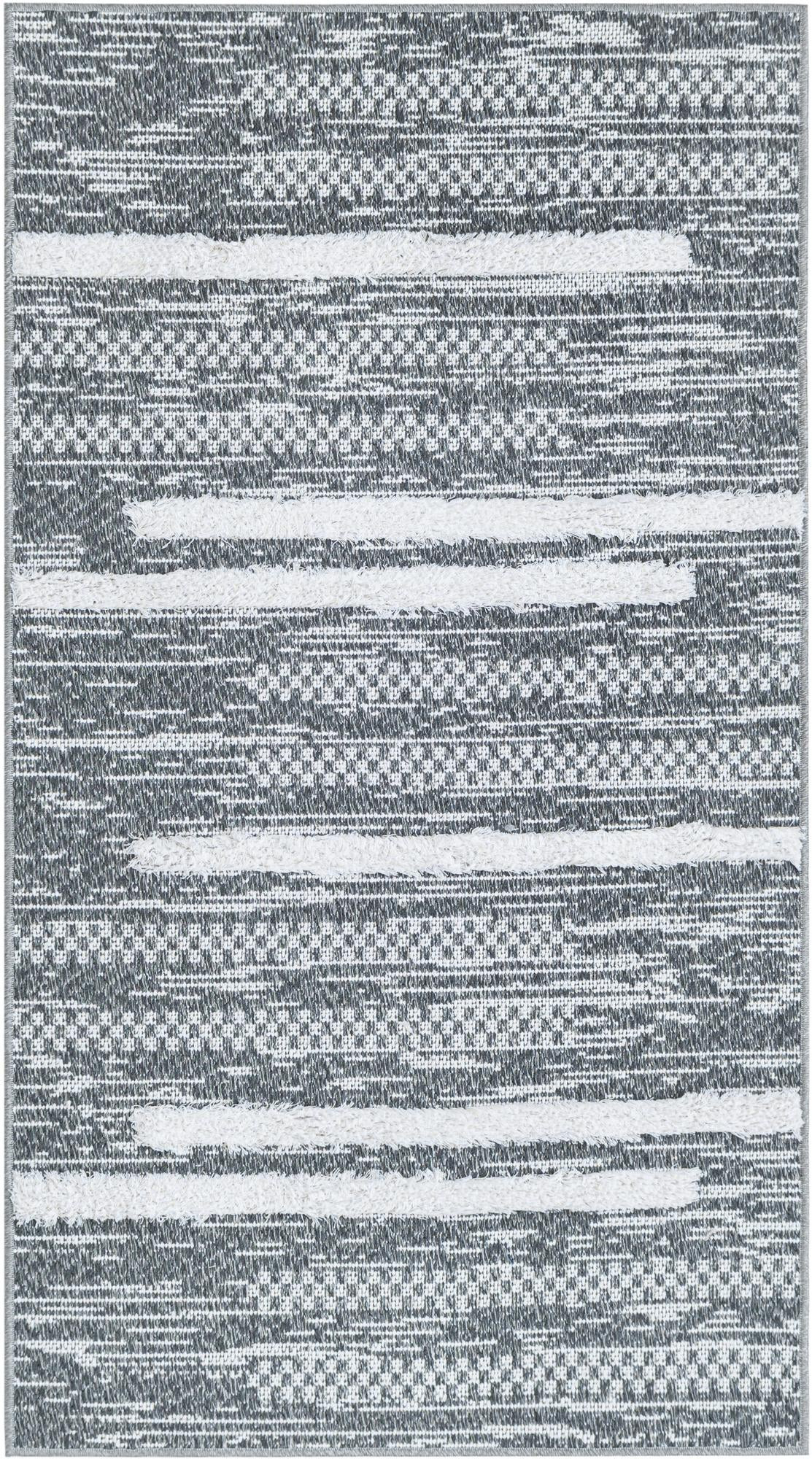 2' 3 x 4' Hornsby · Abstract striped rug, gray and ivory