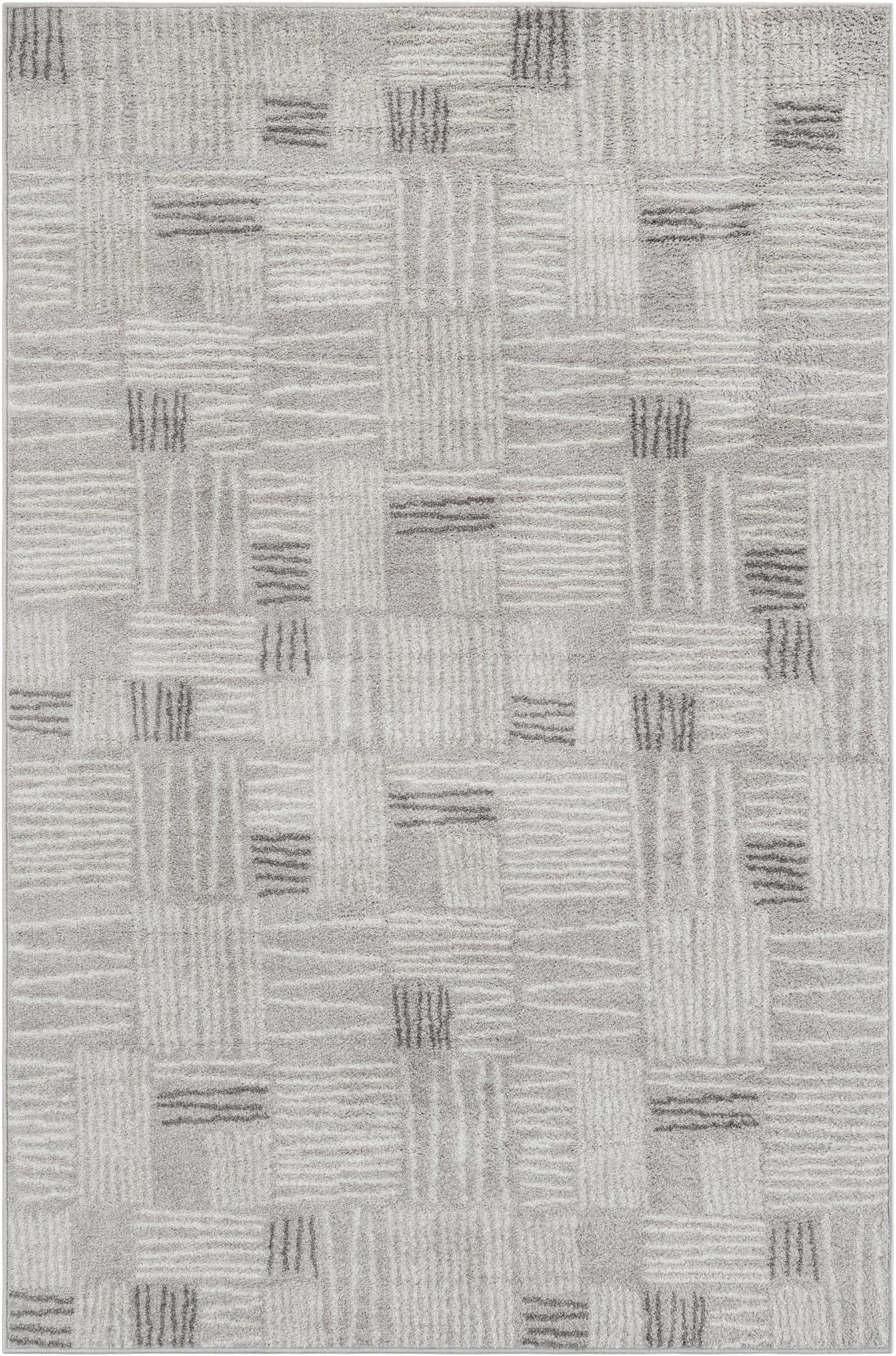 5' 3 x 8' Snowberry · Lines rug, gray