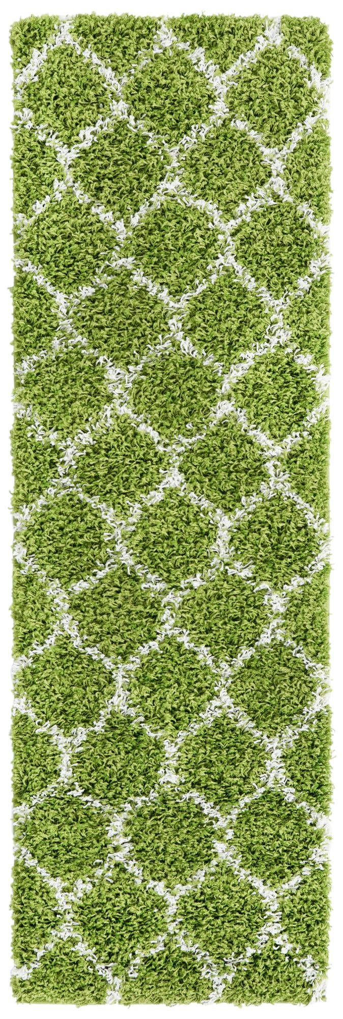 2' x 6' Barnett · Geometric Shag Rug, green