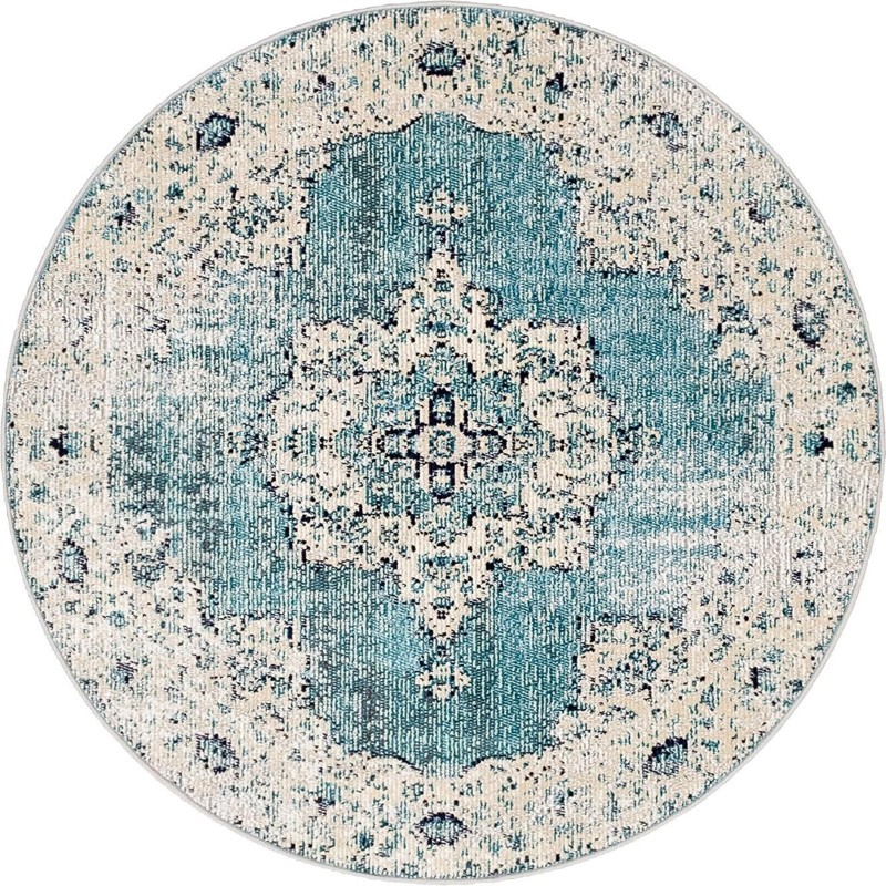 4' x 4' Marjorie · Medallion rug, turquoise