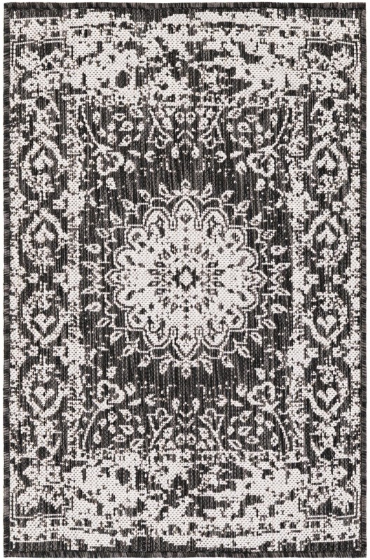 2' x 3' Royce · Border Outdoor Rug, black and white