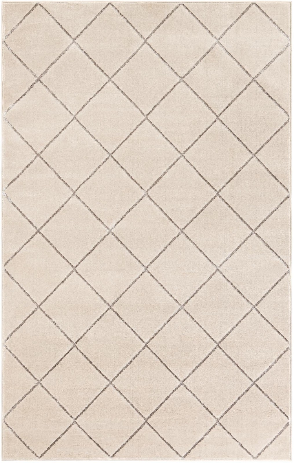 5' 3 x 8' Gilchrist · Diamond lattice rug, ivory and grey