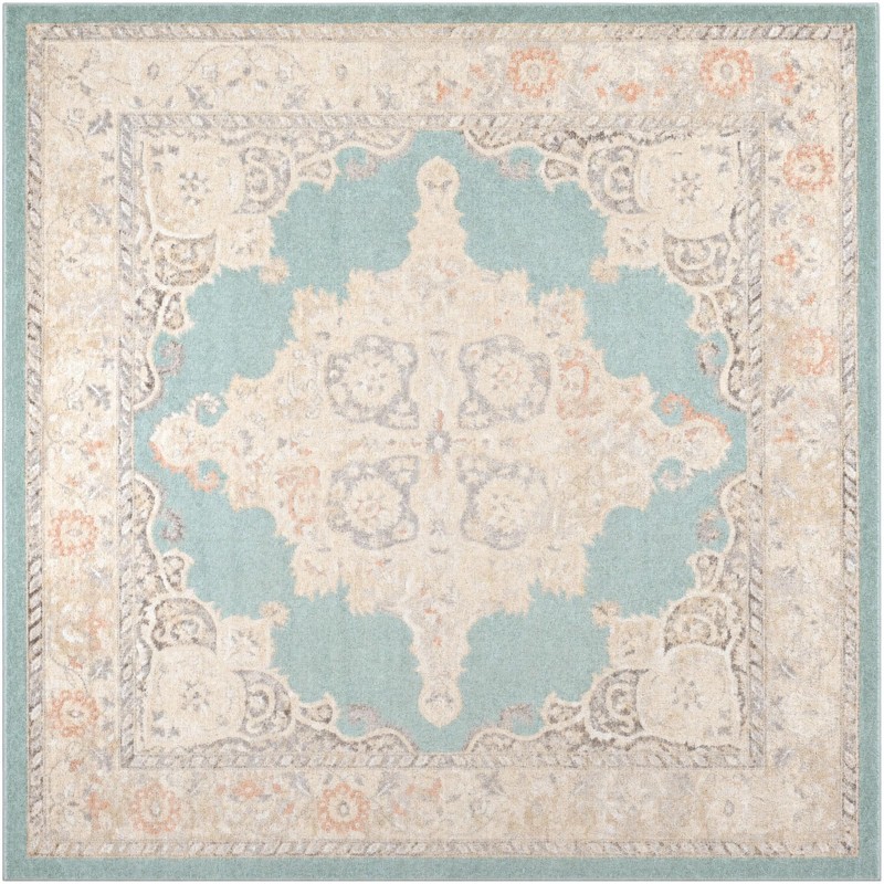 10' x 10' Selby · Border rug, aqua
